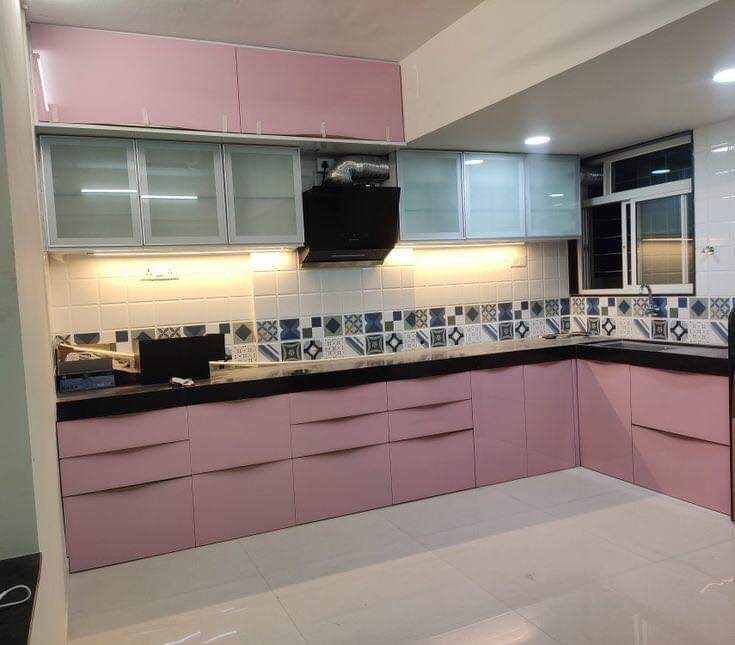 Pink modular kitchen Ahmedabad