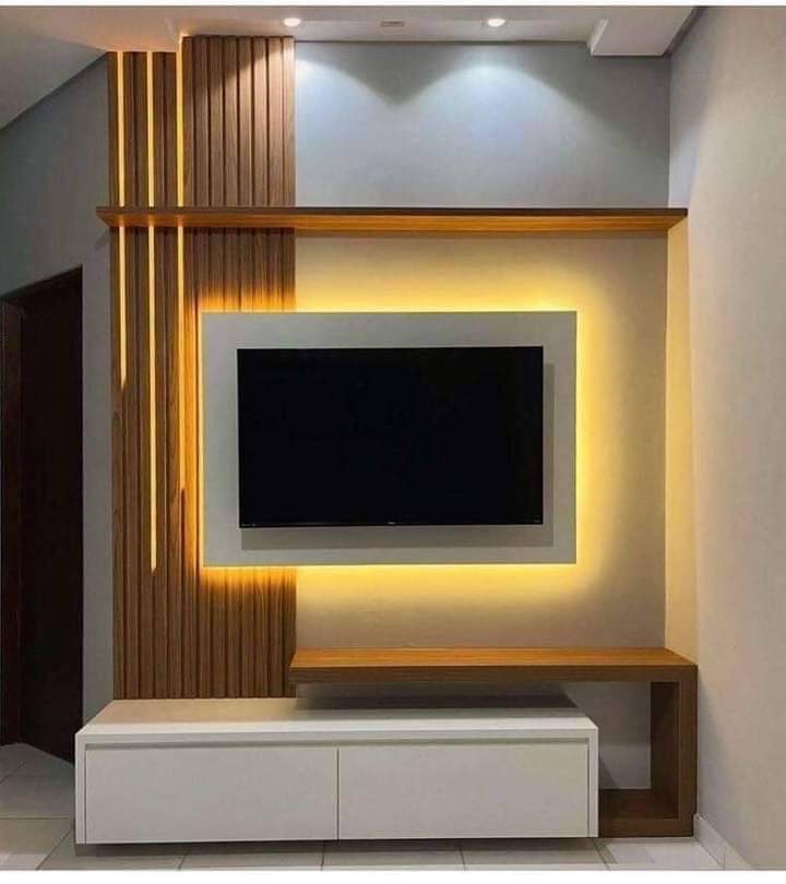 TV unit with slat wall Ahmedabad
