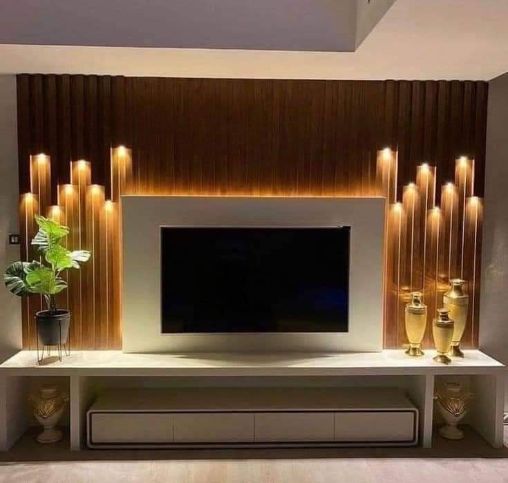 Dark slat TV wall Ahmedabad