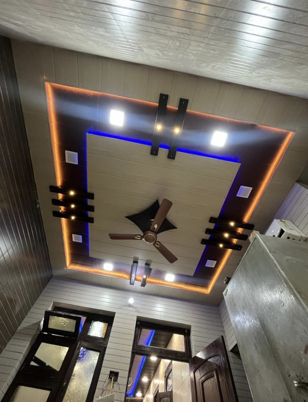 PVC ceiling with blue orange LED Ahmedabad