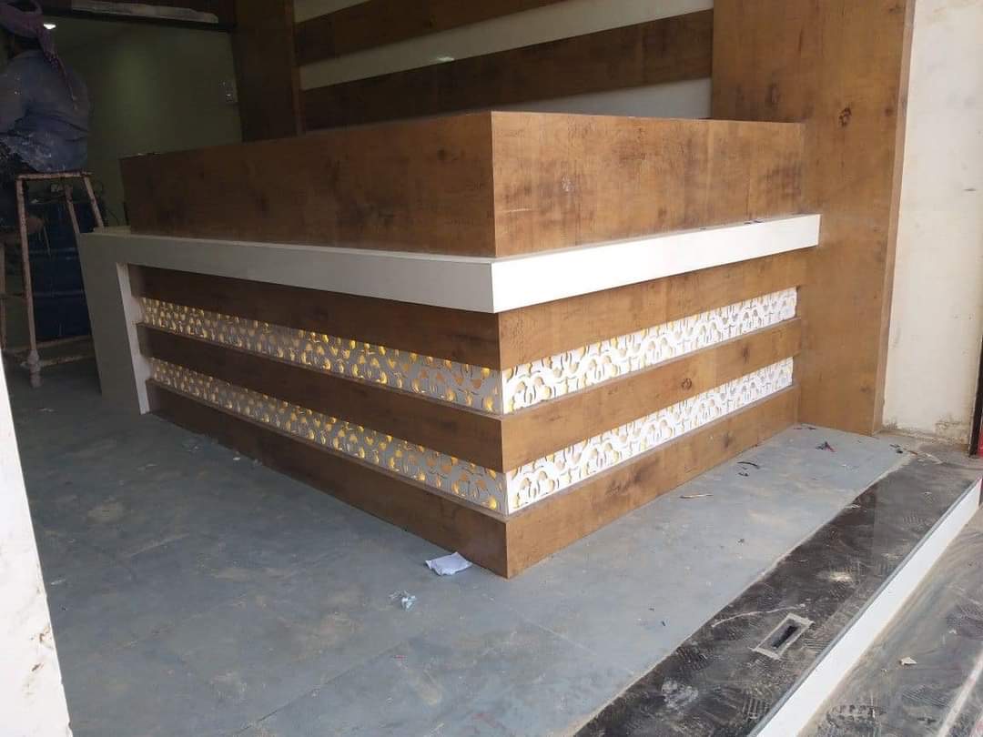 Reception counter with jali LED Ahmedabad