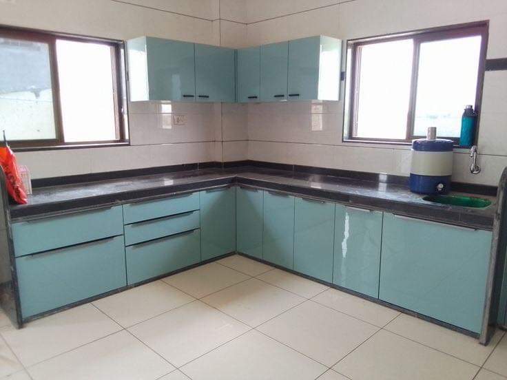 Teal cyan kitchen Ahmedabad