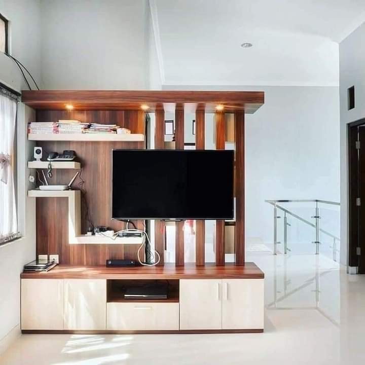 TV unit with wood shelves Ahmedabad