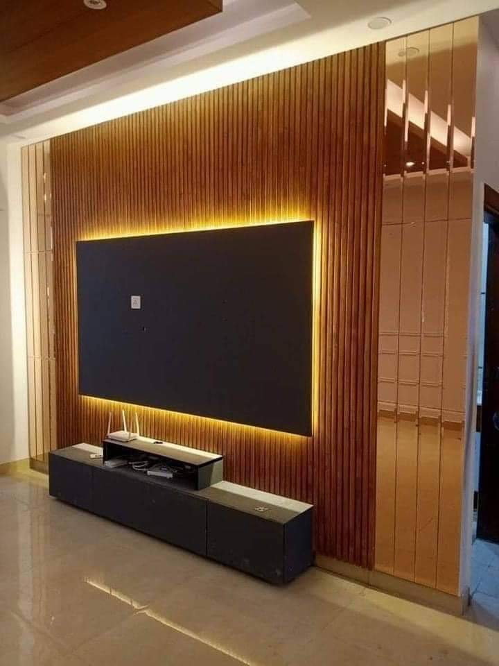 TV unit with gold slat wall Jodhpur