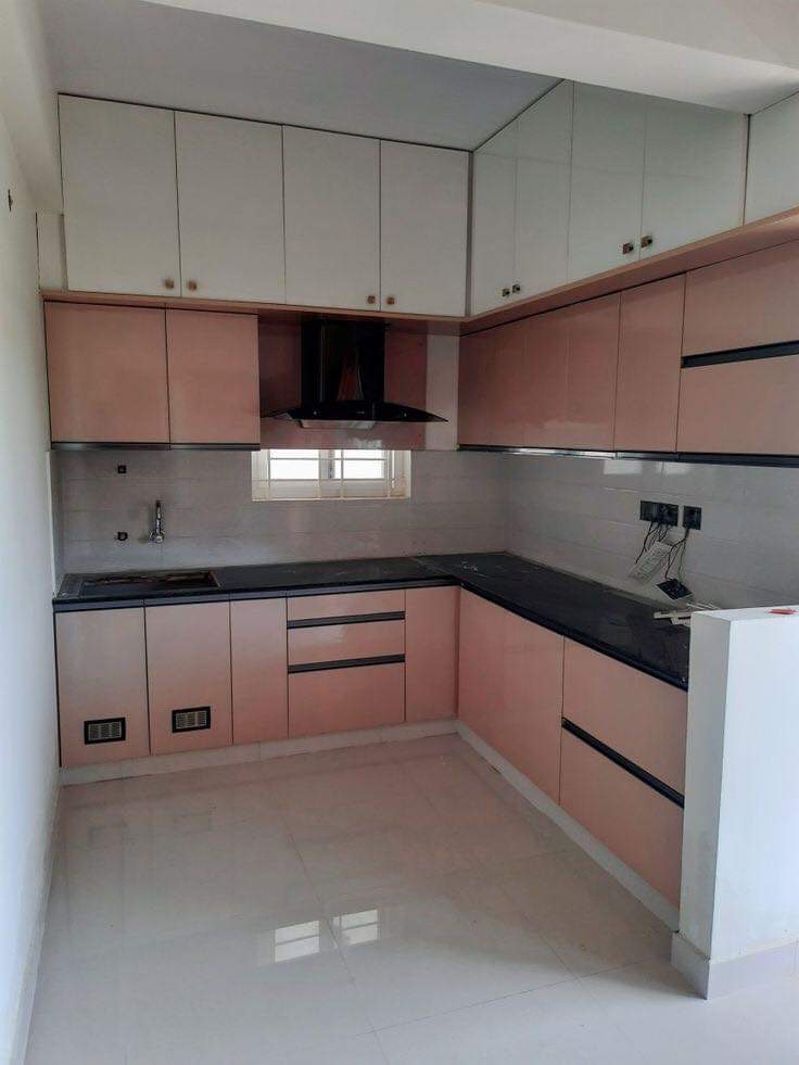 Pink salmon modular kitchen Ahmedabad